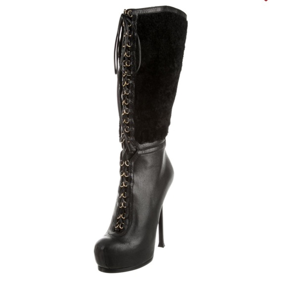 ysl shearling boots